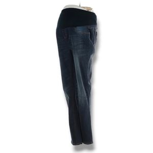 Haute Mama Maternity Jeans Size XL Medium Dark Wash Whiskering Full Belly‎ Panel